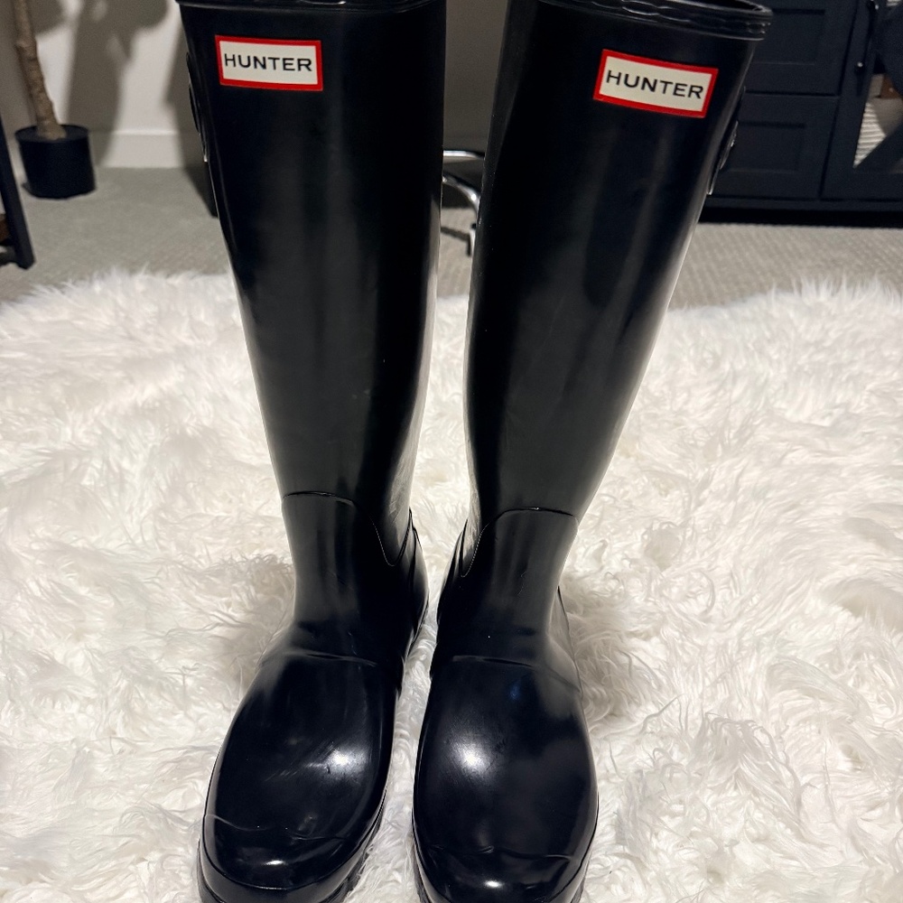 Hunter Original Tall Rain Boots Black Size 10 Women’s Glossy Rubber